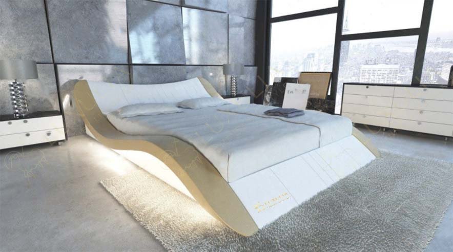Modern Luxury Bed Frame With Wave Style, Luxury Bed Frames Queen