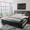 Modern Luxury Bed Frame With Headboard V Shaped LED Lights