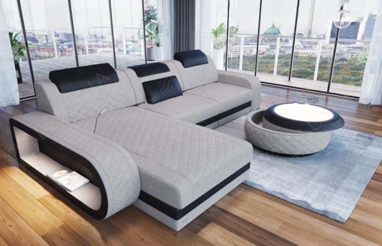 Modern Luxury Sofa Or Couches With, Modern Leather Sectional With Led Light